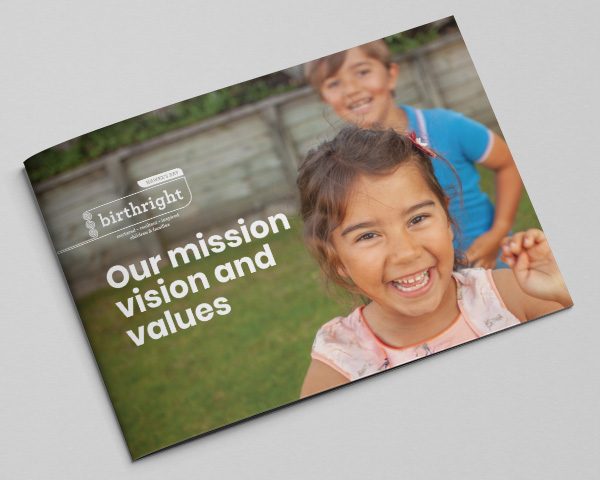 Our Mission, Vision, and Values booklet